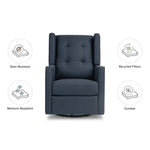 Load image into Gallery viewer, Wingback glider recliner is made with stain resistant fabric
