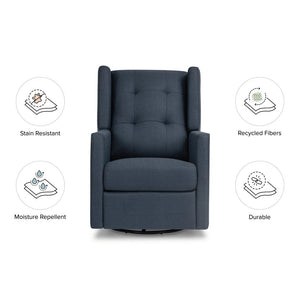 Wingback glider recliner is made with stain resistant fabric