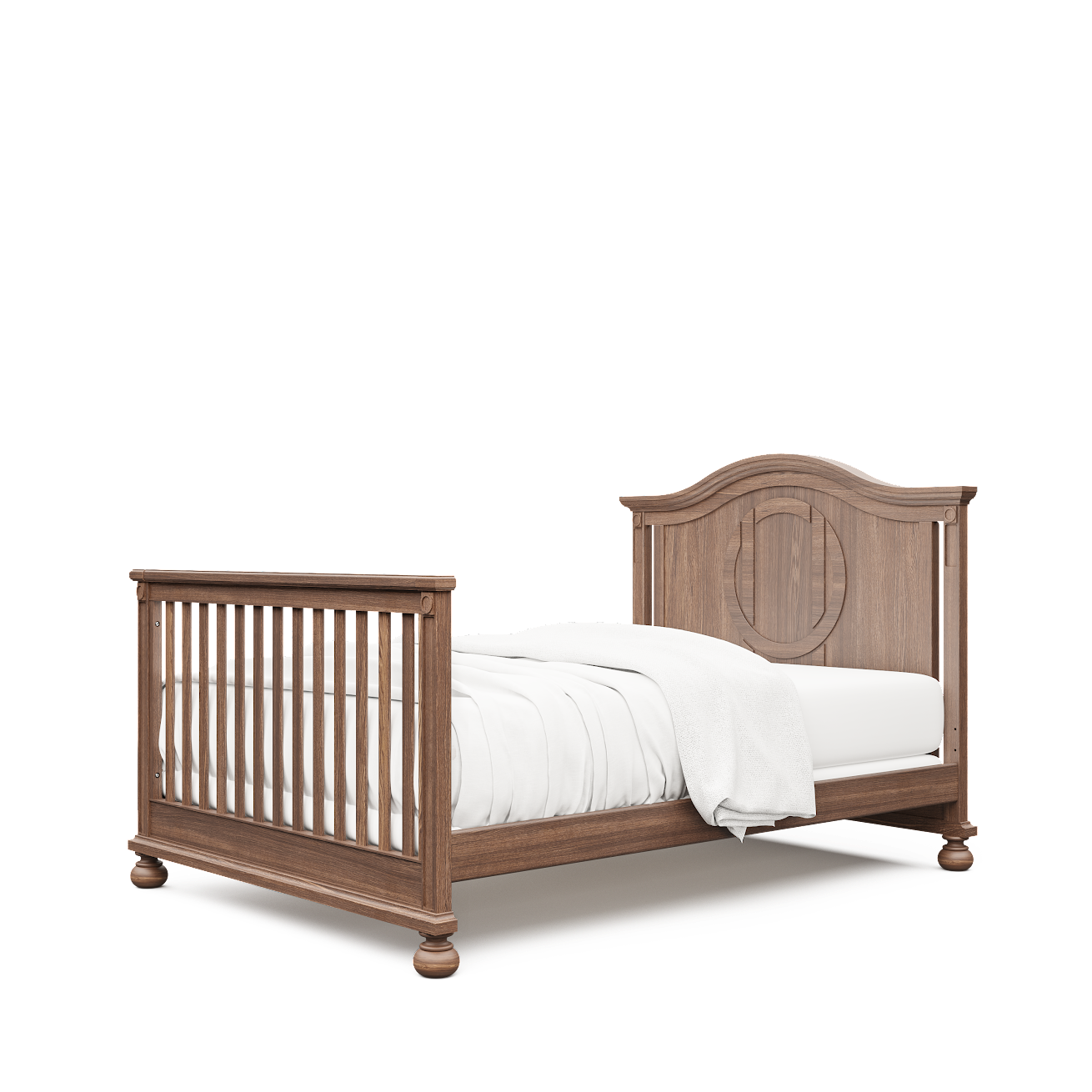 Dakota crib converted to full bed, in nocello