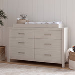 Load image into Gallery viewer, Hemsted six drawer double dresser &amp; changing top in white driftwood
