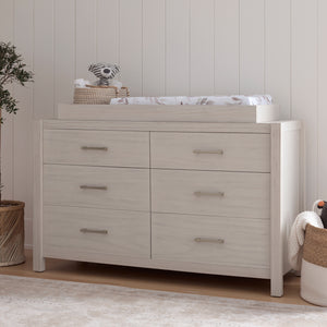 Hemsted six drawer double dresser & changing top in white driftwood