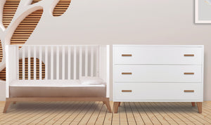 Donatello crib & dresser in white/walnut