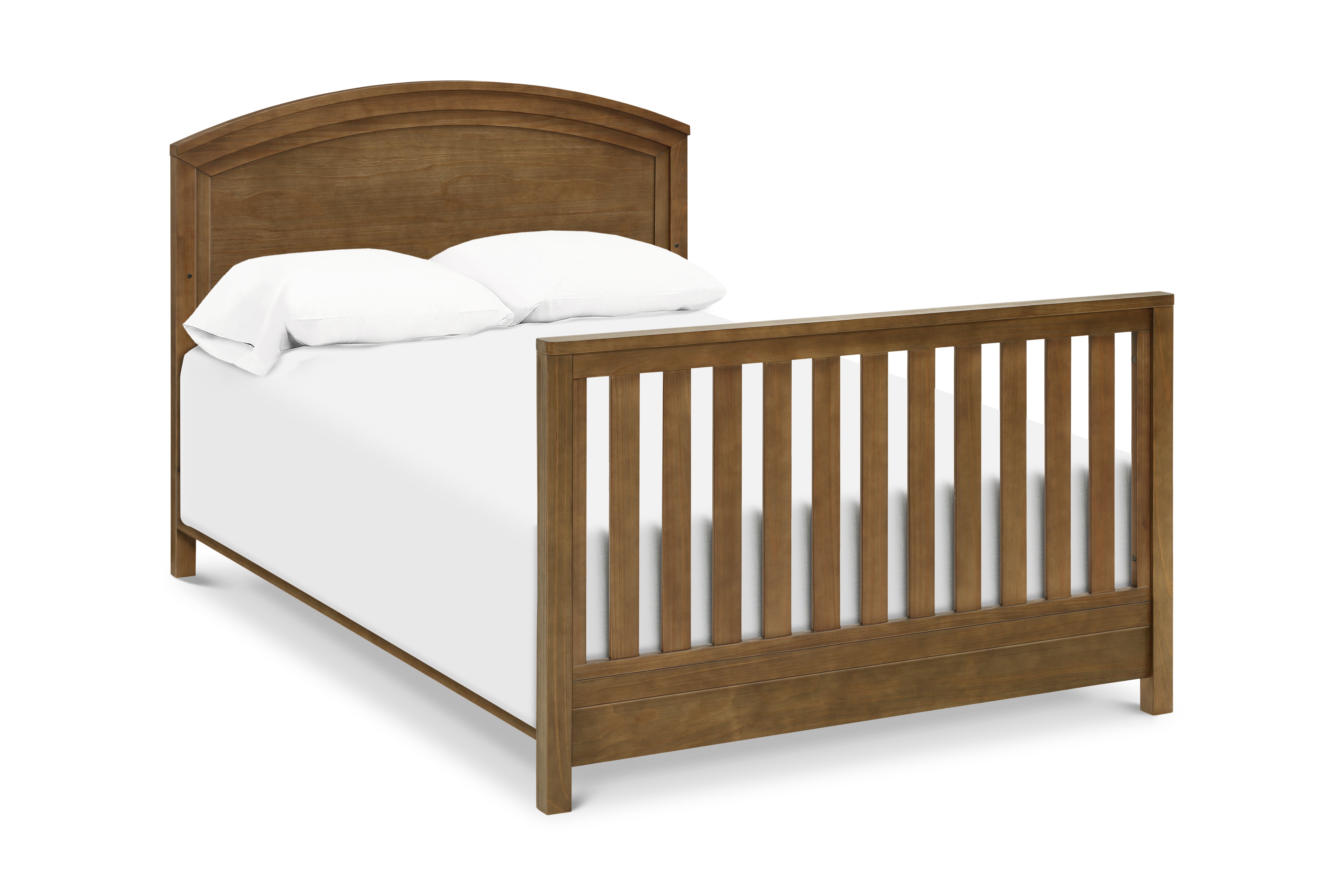 Hemsted crib, converted to full bed, in distressed walnut