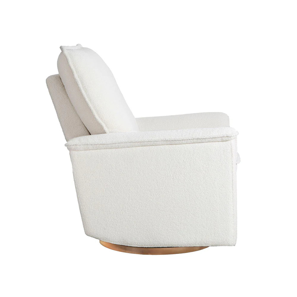 Dream power recliner, shown in cream fabric with wood base