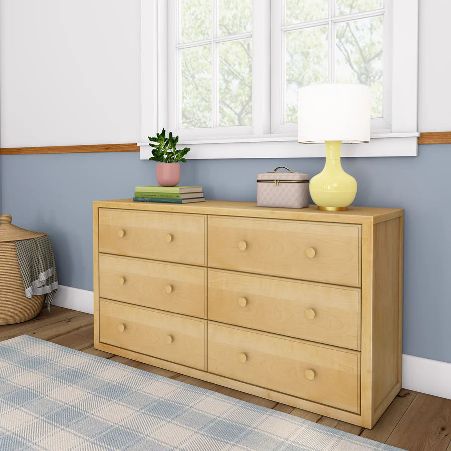 Maxtrix six drawer double dresser in natural finish