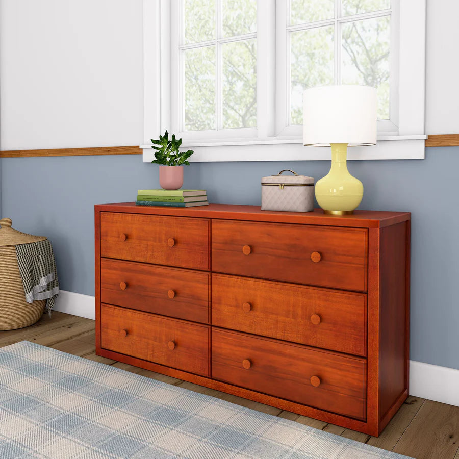 Maxtrix six drawer double dresser in chestnut finish