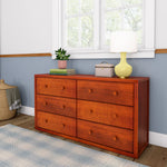 Load image into Gallery viewer, Maxtrix six drawer double dresser in chestnut finish
