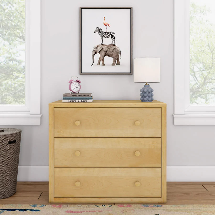 Maxtrix three drawer single dresser in natural finish