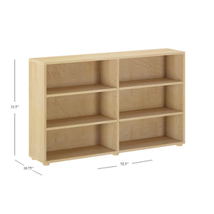 Bookcase 52.5 x 10.75 x 31.5h, in natural finish