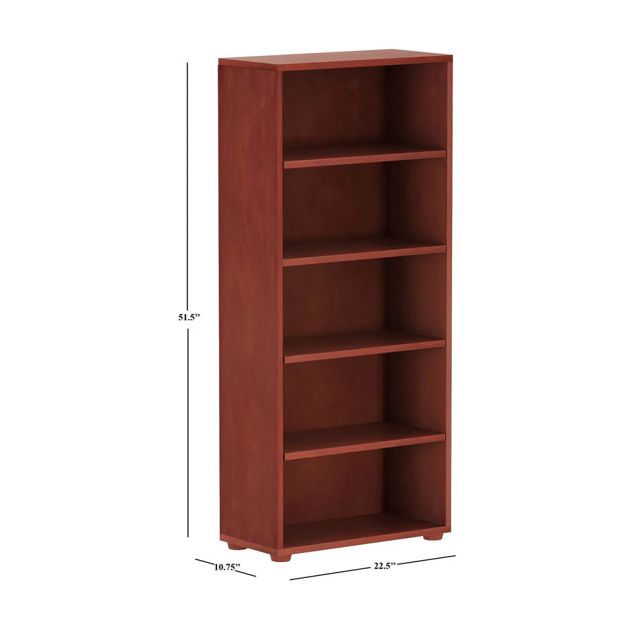 Bookcase 22.5 x 10.75 x 51.5h, in chestnut finish