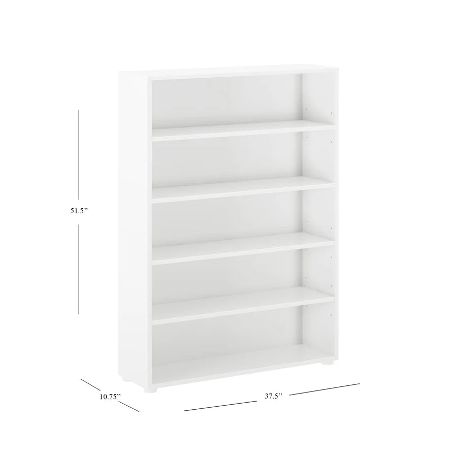 Bookcase 37.5 x 10.75 x 51.5h, in white finish