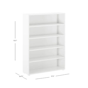 Bookcase 37.5 x 10.75 x 51.5h, in white finish