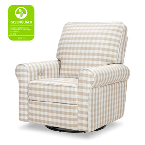 Monroe Pillowback Power Recliner in tan gingham fabric