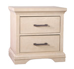 Load image into Gallery viewer, Light wood nightstand with two drawers on a white background

