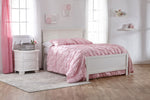 Load image into Gallery viewer, Bedroom with pink bedding and white furniture in a bright room.
