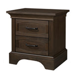 Load image into Gallery viewer, Dark wood nightstand with two drawers on a white background
