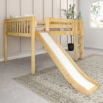 Load image into Gallery viewer, Full size loft bed in natural, with ladder and slide
