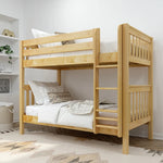 Load image into Gallery viewer, Wooden slat style bunk bed (in natural) in a room with white walls and a rug.
