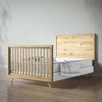 Load image into Gallery viewer, Uptown crib in white oak / white converted to full bed 
