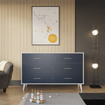 Load image into Gallery viewer, New York six drawer dresser in white and navy, shown in modern room setting ith contemporary light fixture 
