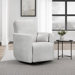 Load image into Gallery viewer, Gray swivel chair in a modern living room with a side table and window.
