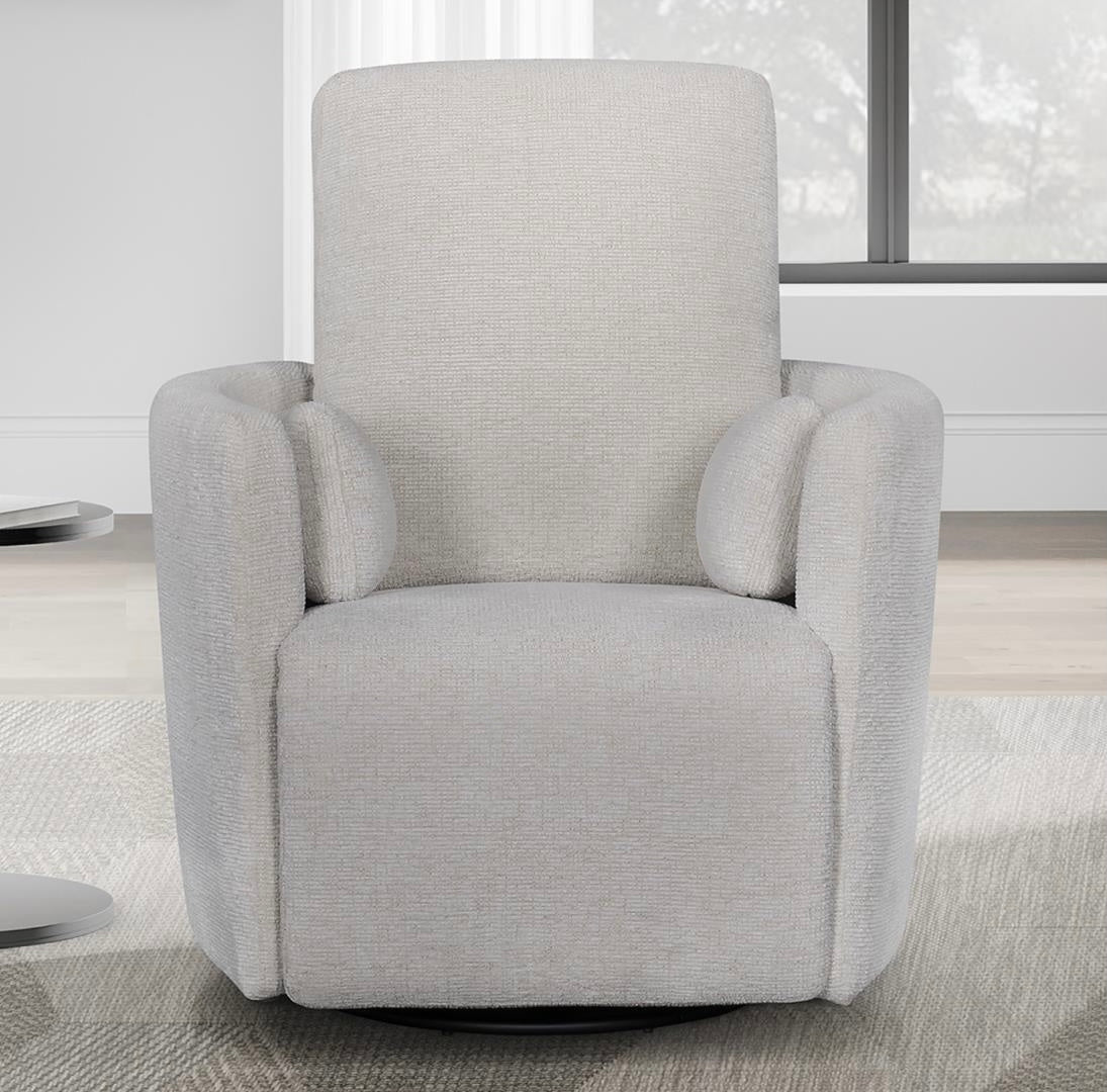 Cream recliner against white wall