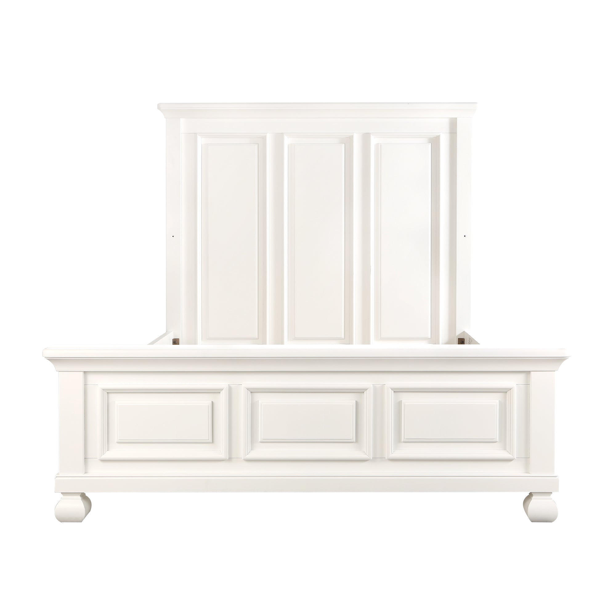 White Solvang crib converted to a full bed with optional low profile footboard 