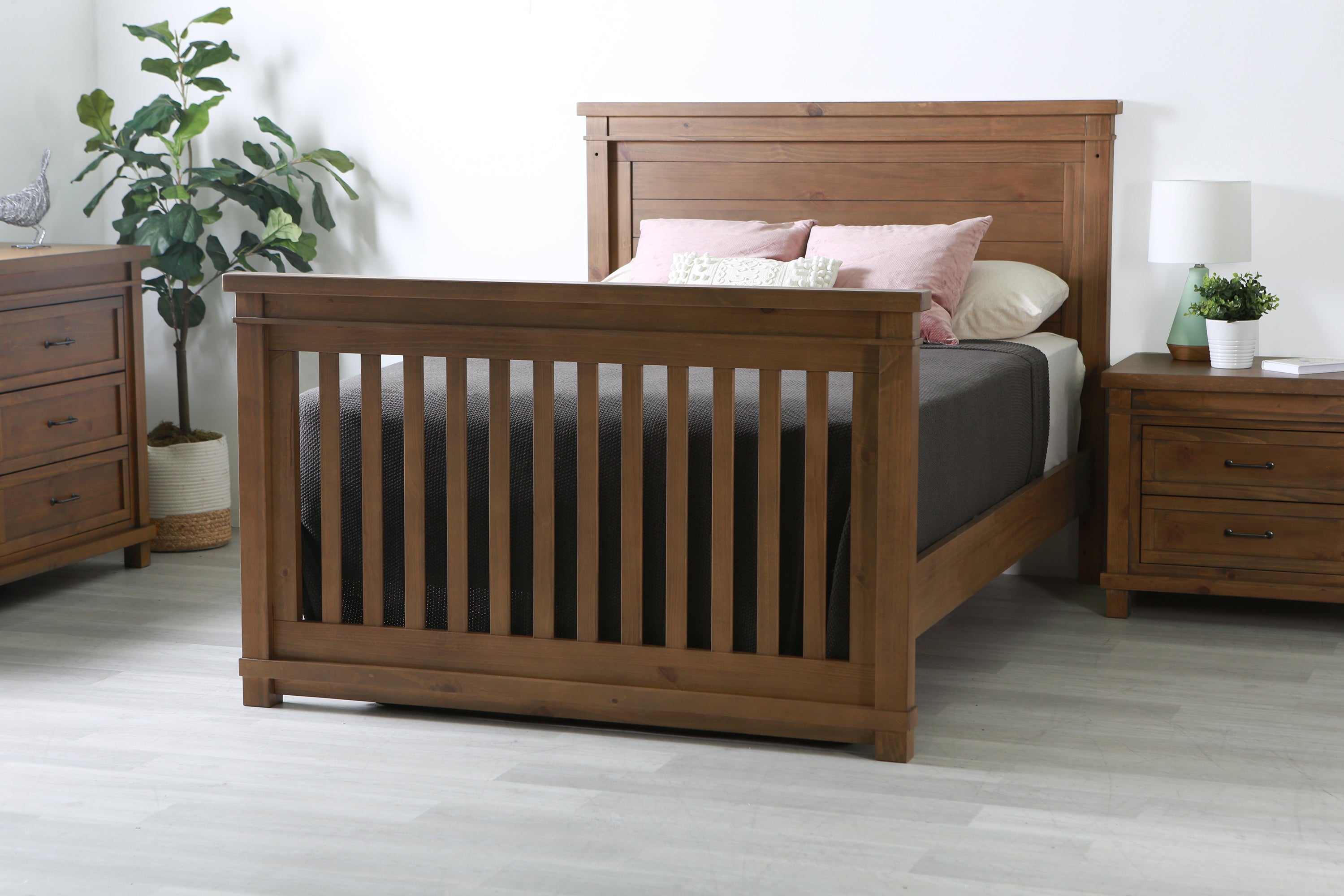 Rowan crib shown converted to full size bed