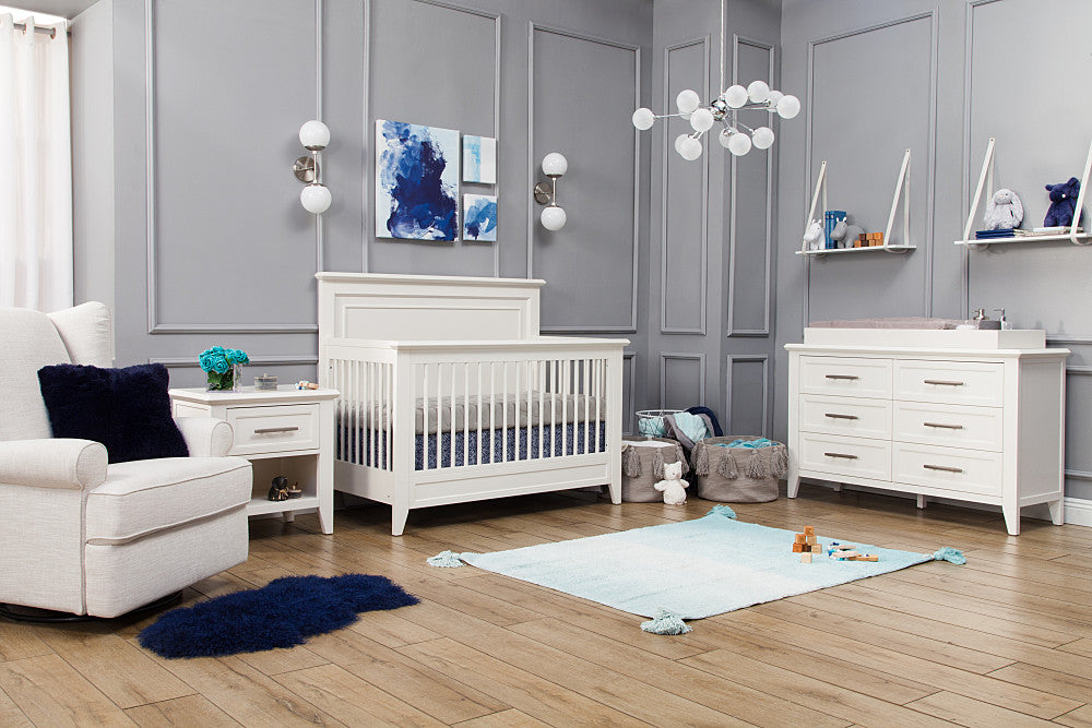 Beckett crib & double dresser in warm white