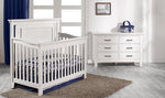 Load image into Gallery viewer, Como flat top crib &amp; double dresser, shown in vintage white
