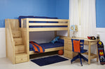 Load image into Gallery viewer, Maxtrix twin over twin bunk bed with stairs, shown in natural with desk
