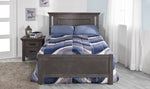 Load image into Gallery viewer, Como flat top crib converted to full size bed with optional low profile footboard &amp; nightstand, shown in distressed granite
