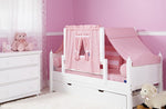 Load image into Gallery viewer, Maxtrix daybed with top tent (pink), trundle, &amp; three drawer dresser (shown in white)

