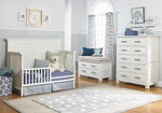 Load image into Gallery viewer, Lucca collection (flat top crib converted to toddler bed &amp; chest), shown in seashell white
