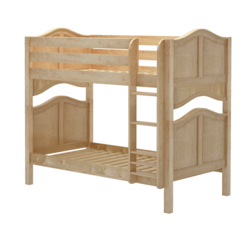 Curved style bunk bed with straight ladder, shown in natural