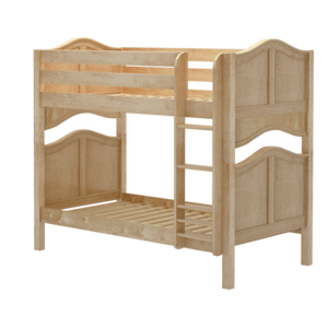 Curved style bunk bed with straight ladder, shown in natural