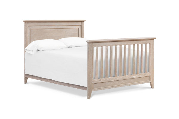 Beckett Rustic flat top crib, converted to full size bed, in sandbar