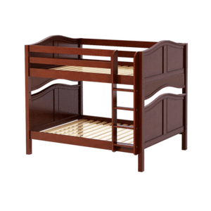 Curved style bunk bed with straight ladder, shown in chestnut