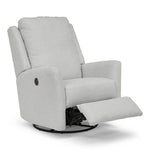 Load image into Gallery viewer, Heather glider recliner, shown with power option in light grey
