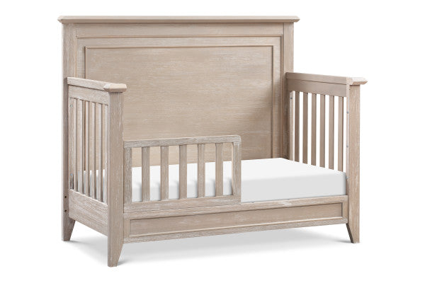 Beckett Rustic flat top crib, converted to toddler bed, in sandbar
