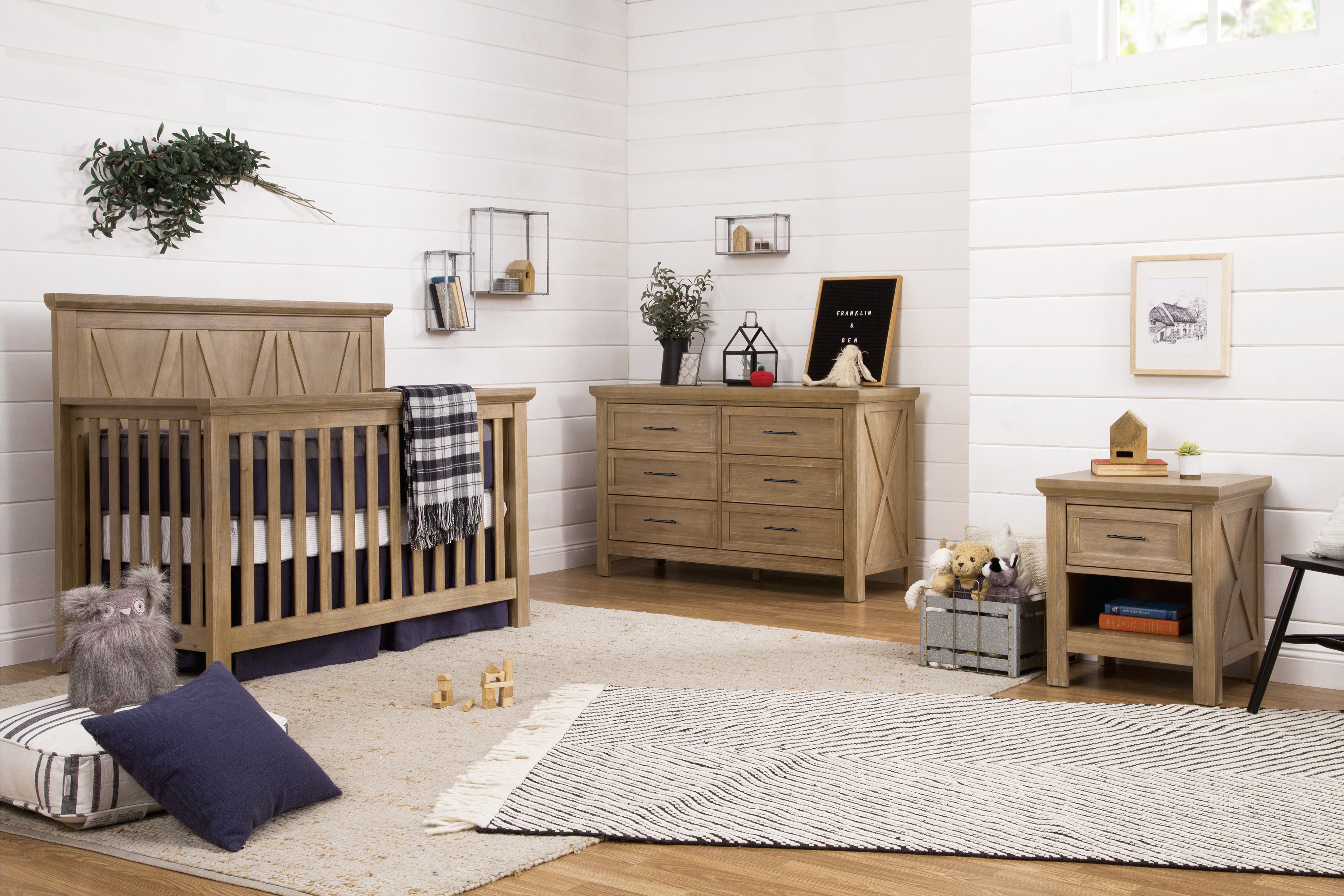 Emory Collection in driftwood (shown with crib, double dresser, & nightstand)