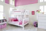 Load image into Gallery viewer, Maxtrix twin over full bunk bed, shown in white with five drawer chest
