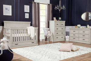 Langford collection (crib & double dresser), shown in London Fog