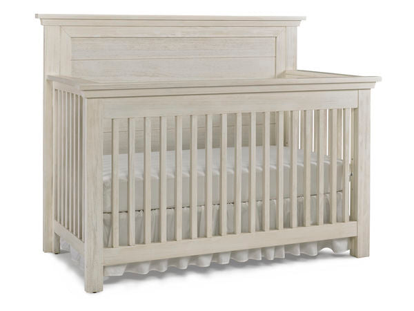 Lucca flat top crib, shown in seashell white